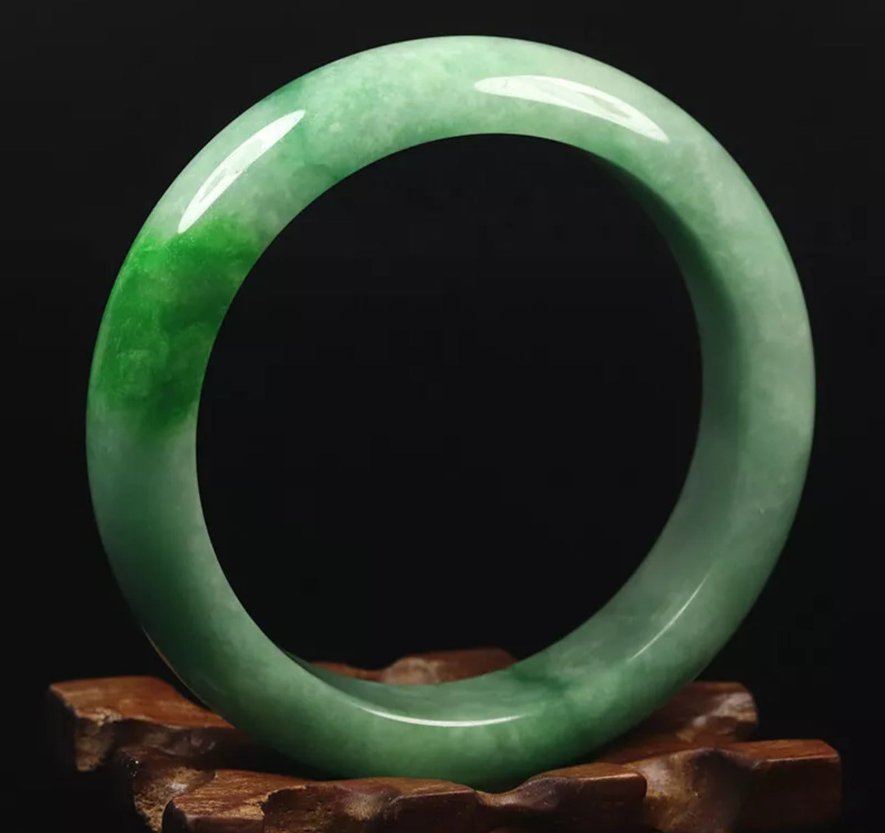 VINTAGE Medium Jadeite Green Jade Bangle Size 59mm U647 Pop Imperial Green! - JazzyJewelbyAmina 