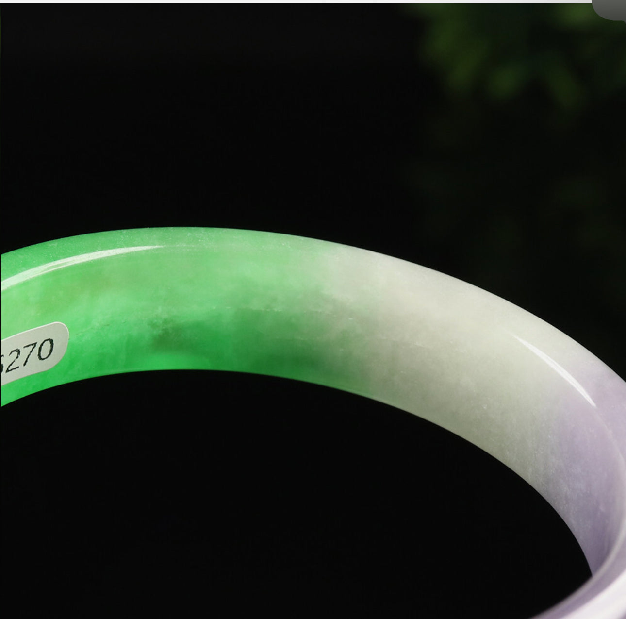 VINTAGE Medium Jadeite Green/Lavender Jade Bangle Size 59MM S270 - JazzyJewelbyAmina 