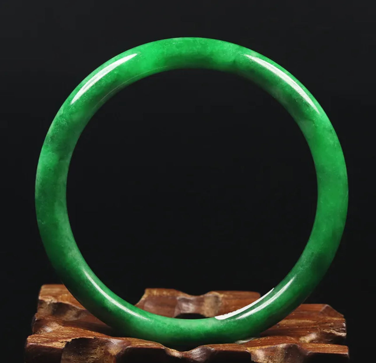 VINTAGE Small Jadeite Green Jade Bangle Round Princess Cut Size 56mm M829 Emerald Green! - JazzyJewelbyAmina 