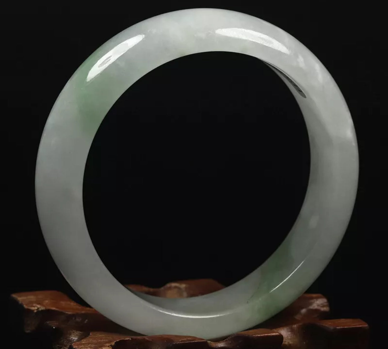 VINTAGE Large Jadeite Green/White Jade Bangle Size 60mm O1015 - JazzyJewelbyAmina 