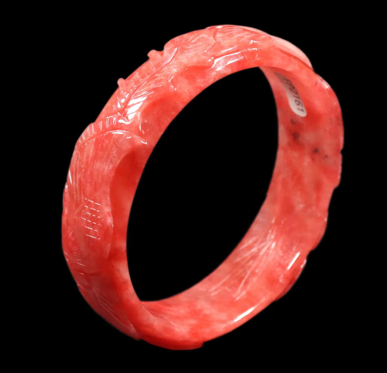 VINTAGE Large Jadeite Red Jade Bangle Handcarved Dragon Size 60mm M375 - JazzyJewelbyAmina 