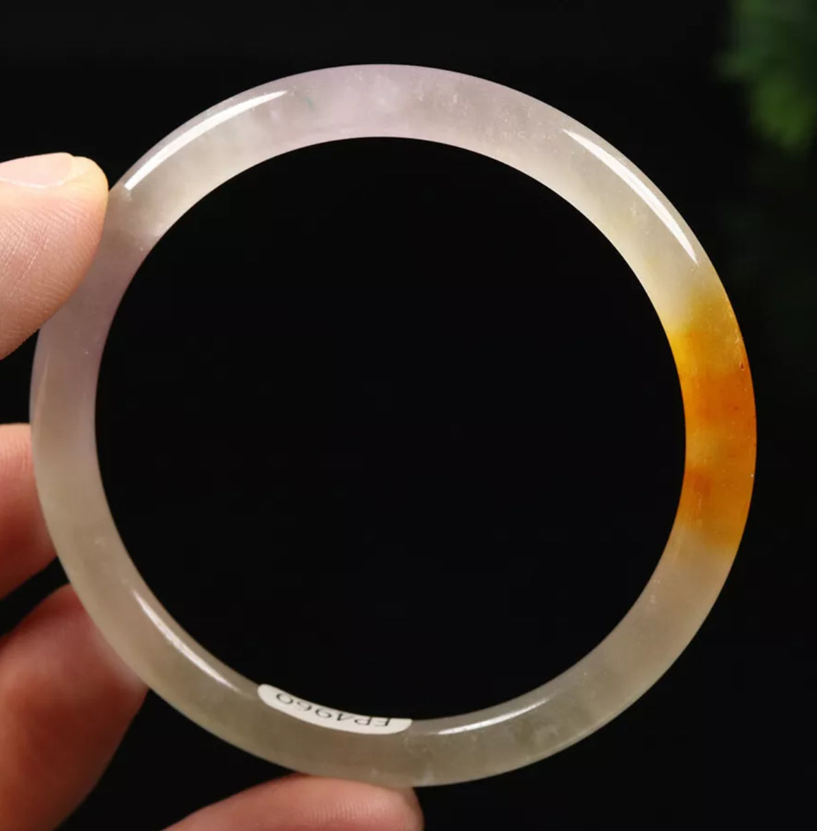 VINTAGE Small Jadeite Lavender/White/Yellow/Brown Bangle Round Princess Thin Cut Size 55mm Y973 - JazzyJewelbyAmina 