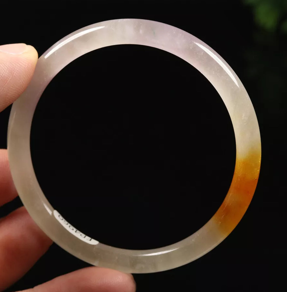 VINTAGE Small Jadeite Lavender/White/Yellow/Brown Bangle Round Princess Thin Cut Size 55mm Y973 - JazzyJewelbyAmina 