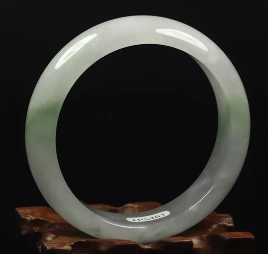 VINTAGE Large Jadeite Green/White Jade Bangle Size 60mm O1015 - JazzyJewelbyAmina 