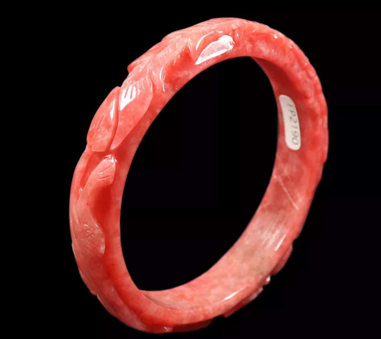 VINTAGE Large Jadeite Red Jade Bangle Hand Carved Dragon Phoenix Size 62mm D433 - JazzyJewelbyAmina 