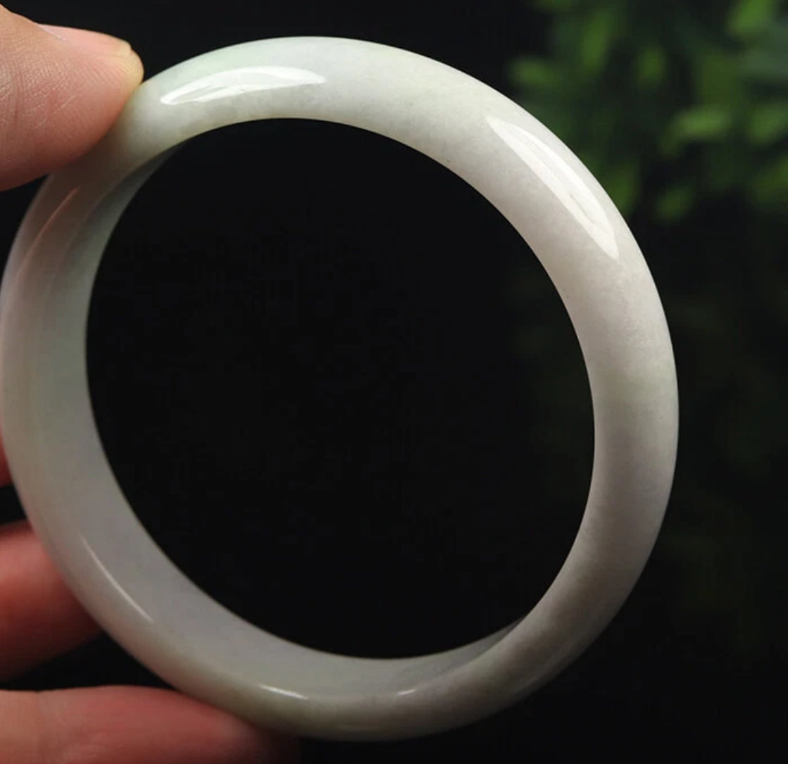 VINTAGE Certified Large Jadeite Lavender Green Jade Bangle Size 60 mm N841 - JazzyJewelbyAmina 