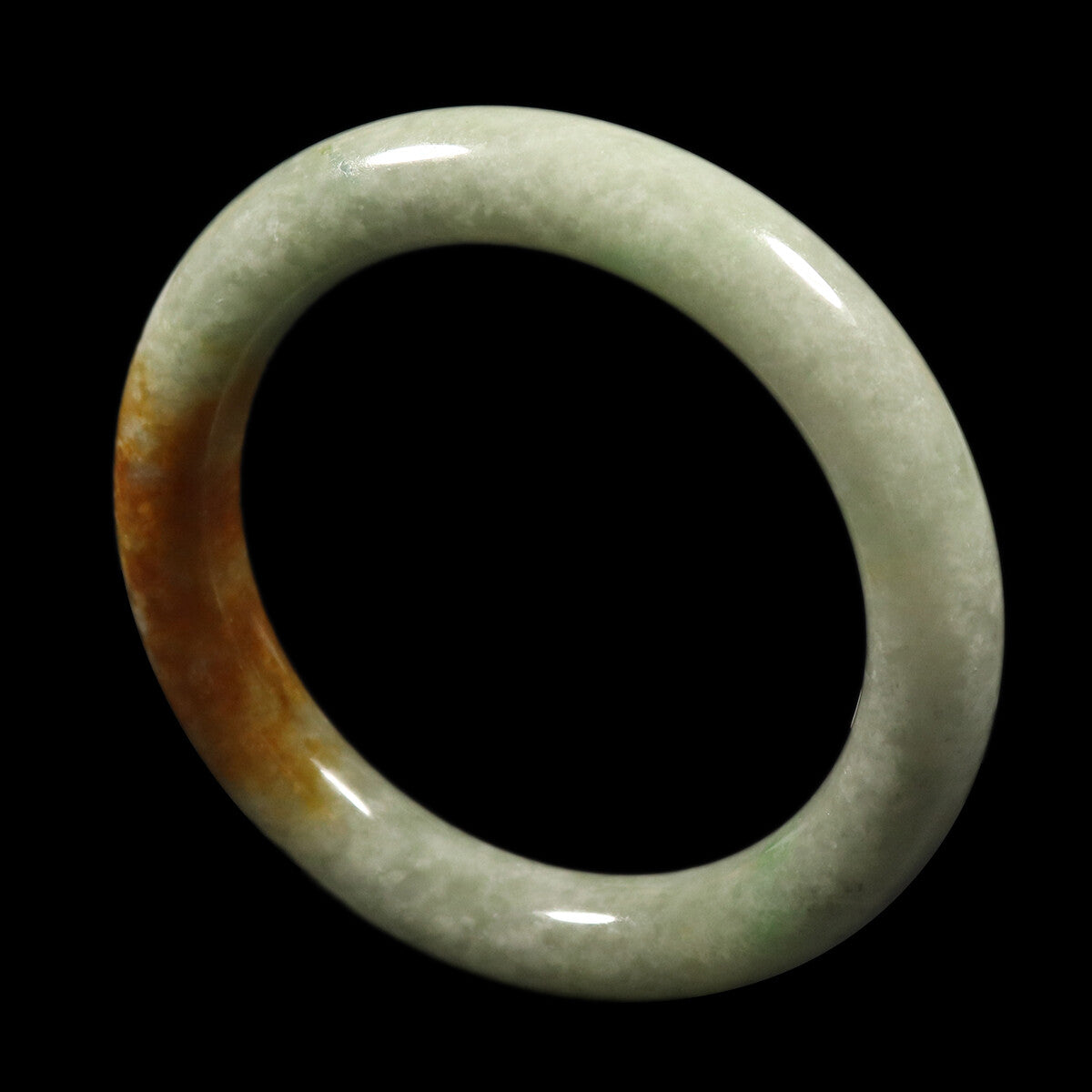 VINTAGE Medium Jadeite Green/Brown Jade Bangle Size 58mm F987 - JazzyJewelbyAmina 