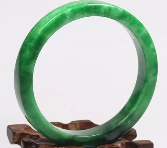 VINTAGE XXL Jadeite Green Jade Bangle Size 67mm L948 - JazzyJewelbyAmina 