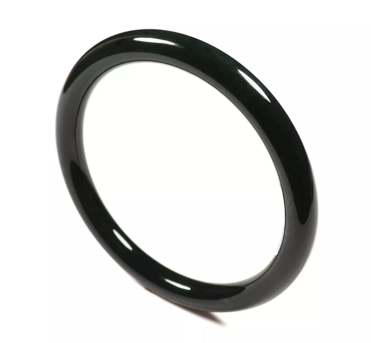 VINTAGE Large Hetian Nephrite Black Jade Size 61mm Certified N85 - JazzyJewelbyAmina 