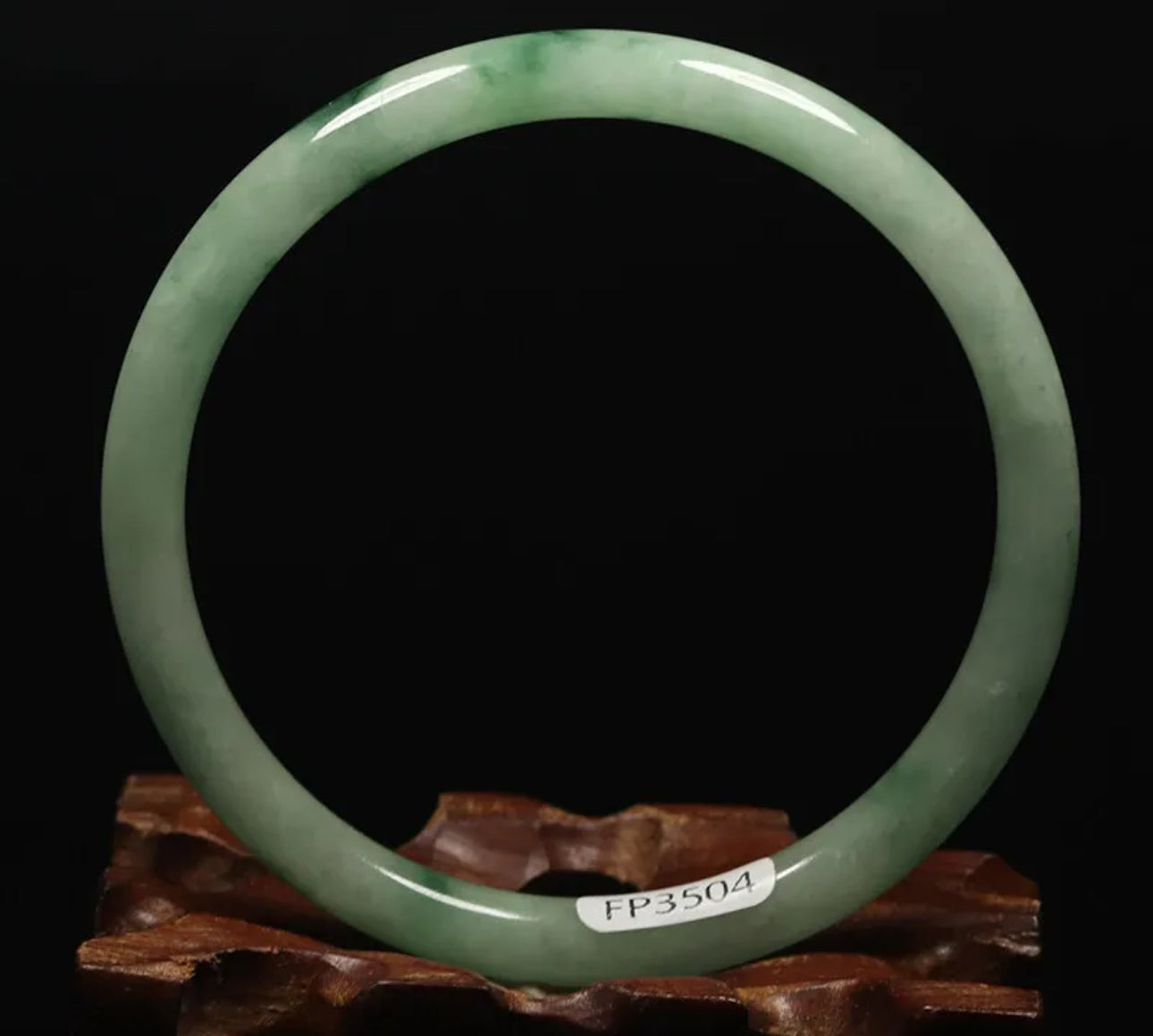 VINTAGE Medium Jadeite Green Jade Bangle from Burma - Round Princess Cut Size 59mm M061 - JazzyJewelbyAmina 