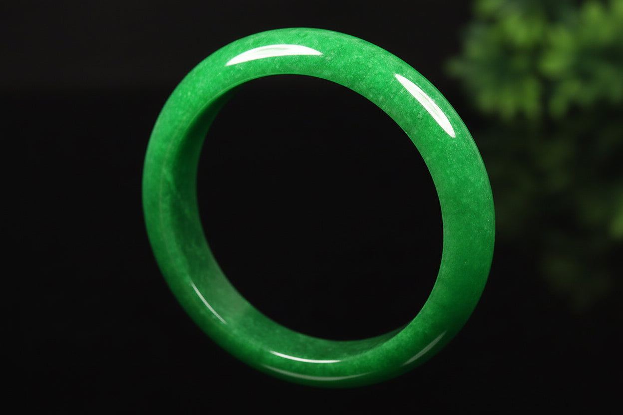 VINTAGE Small Jadeite Green Jade Bangle Size 55mm D775 - JazzyJewelbyAmina 