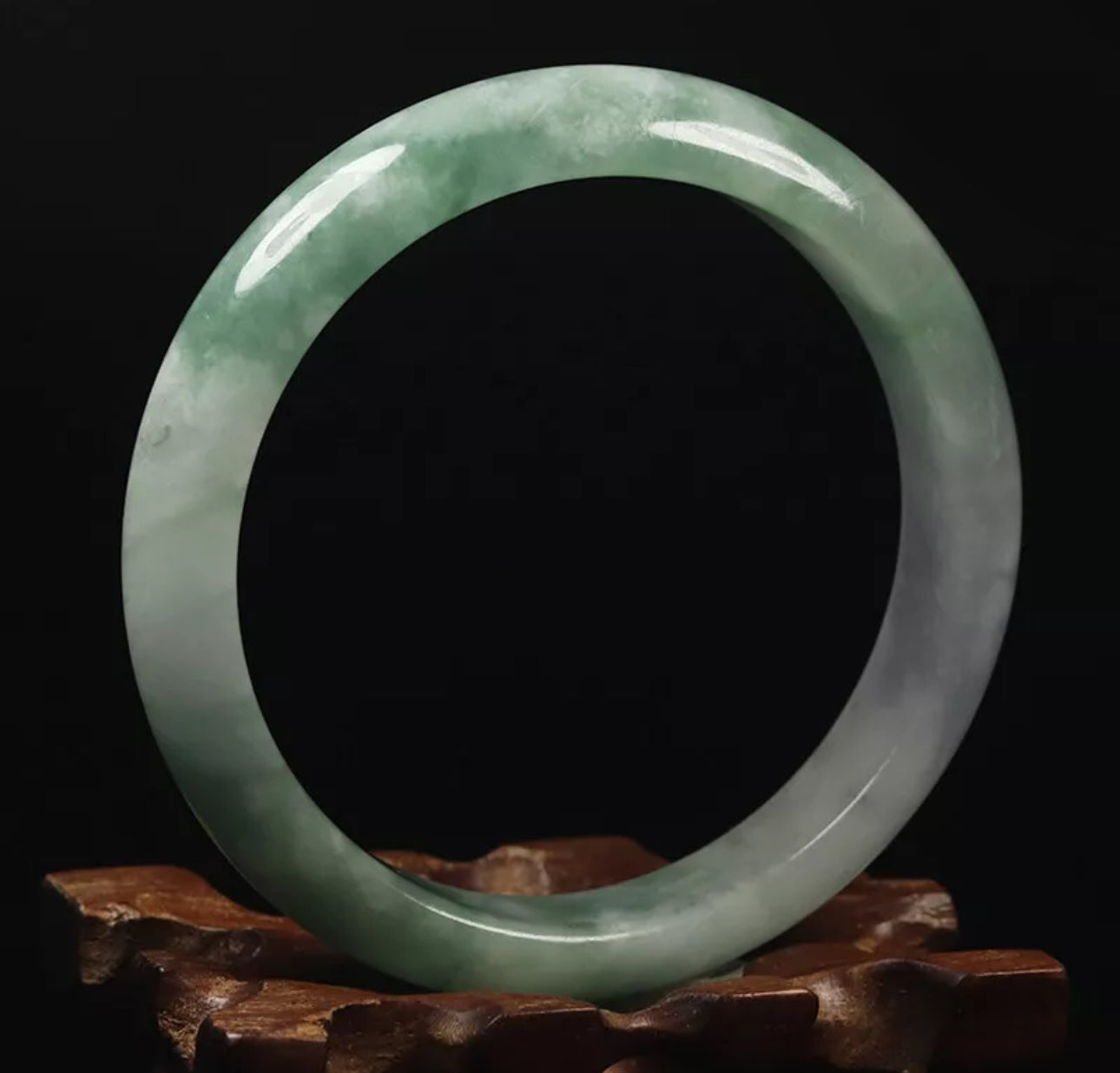 VINTAGE Medium Jadeite Green Jade Bangle Size 59mm M59 Hint of Lavender Jade! - JazzyJewelbyAmina 