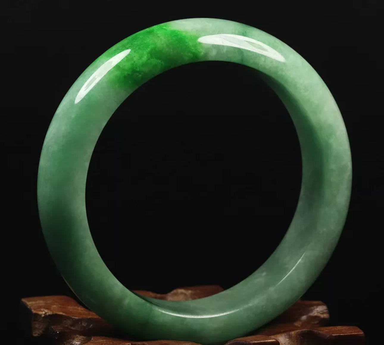 VINTAGE Medium Jadeite Green Jade Bangle Size 59mm U647 Pop Imperial Green! - JazzyJewelbyAmina 