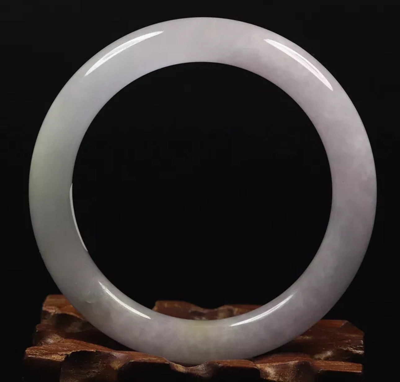 VINTAGE Small Jadeite White Lavender Jade Bangle Round Princess Chunky Cut Size 55mm U691 - JazzyJewelbyAmina 