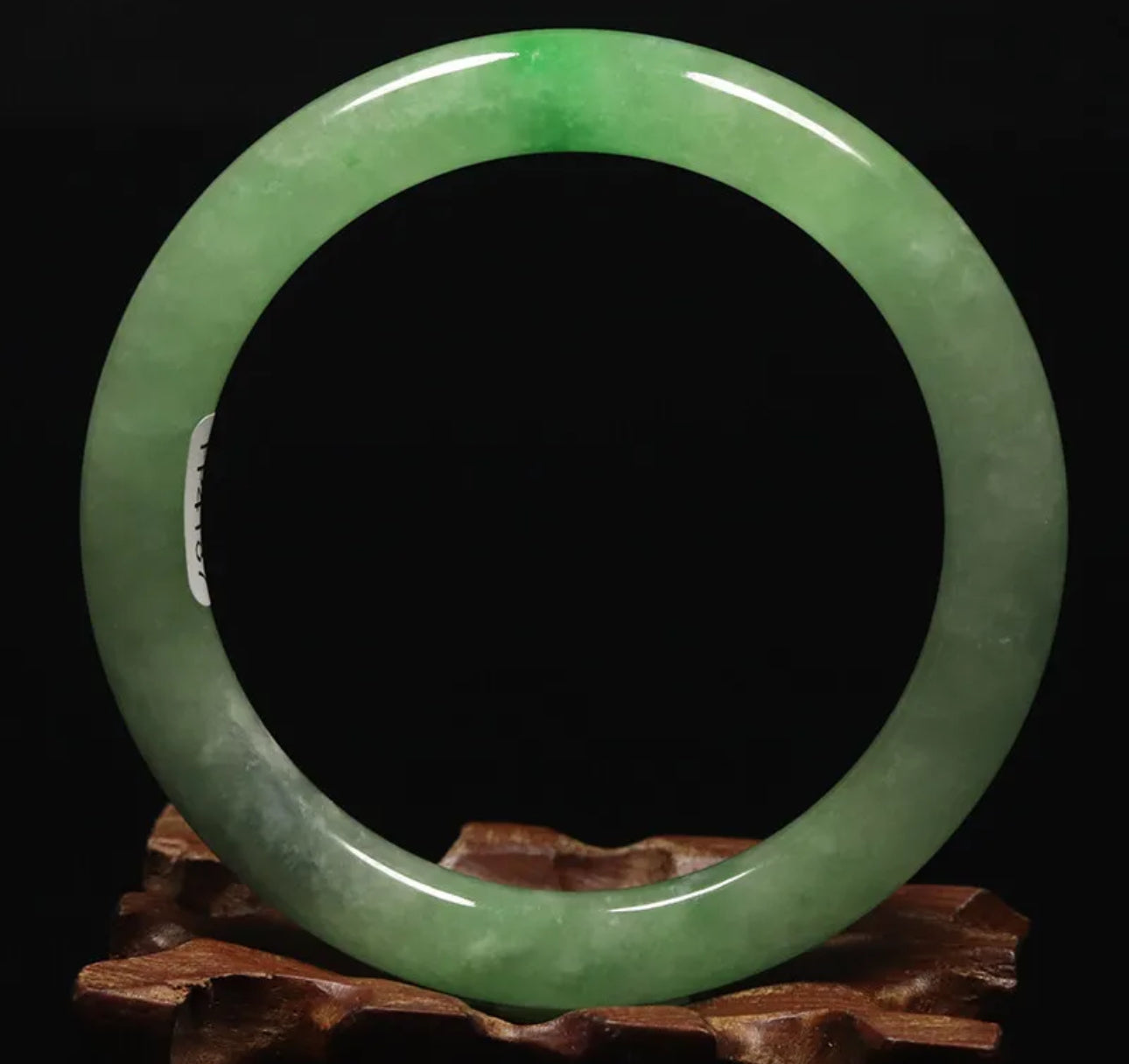VINTAGE Medium Jadeite Green Jade Bangle Size 57mm Round Princess Cut M427 - JazzyJewelbyAmina 