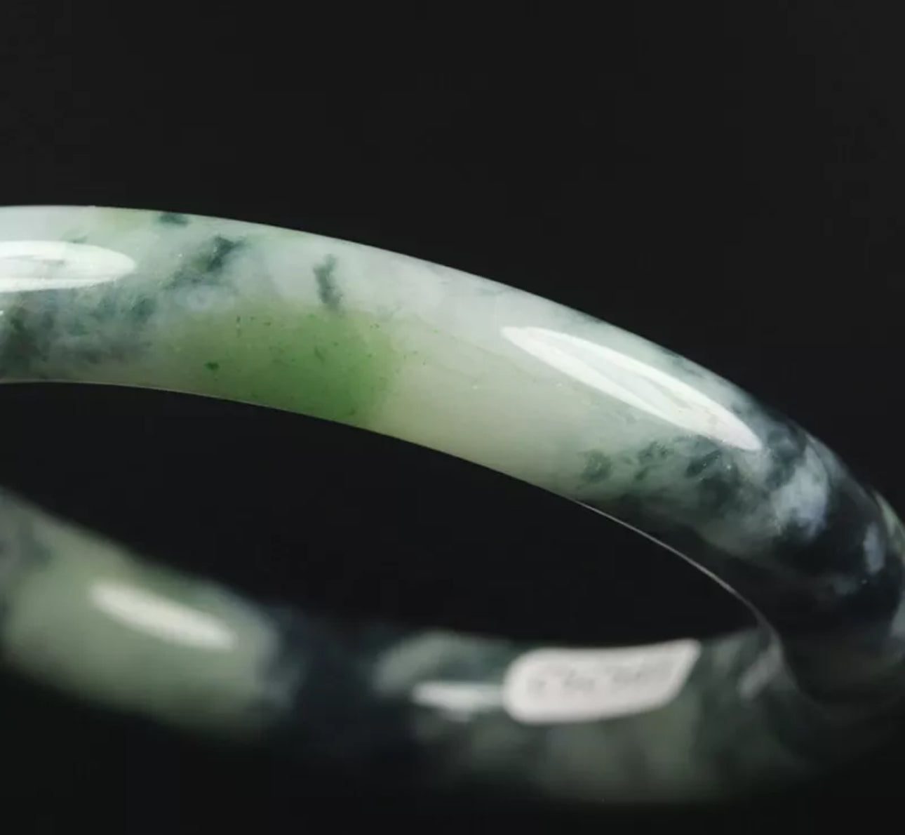 VINTAGE Medium Jadeite Green Black Jade Size 57mm S557 Round Princess Cut - JazzyJewelbyAmina 