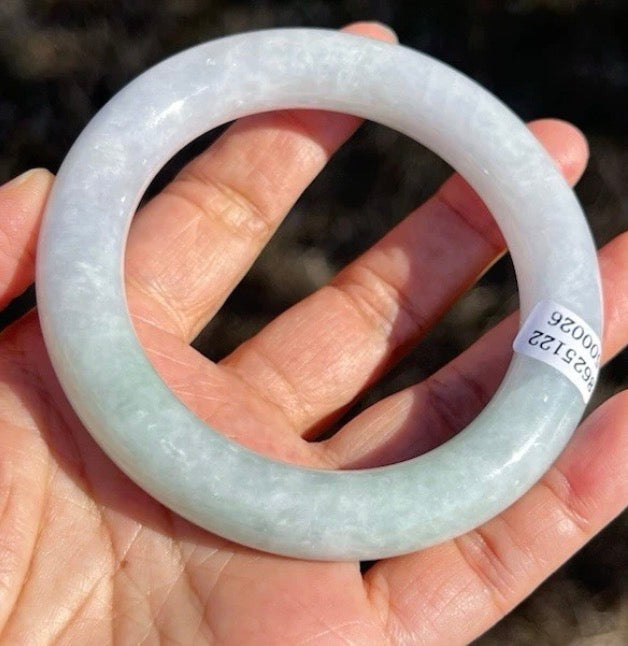VINTAGE Medium Jadeite Lavender Green Jade Bangle Size 58.2 Round Princess Cut A821 - JazzyJewelbyAmina 