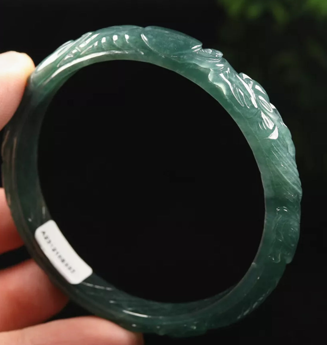 VINTAGE Large Certified Jadeite Green Jade Bangle Size 60mm HandCarved Dragone Phoenix Jade - Brings Harmony G819 - JazzyJewelbyAmina 
