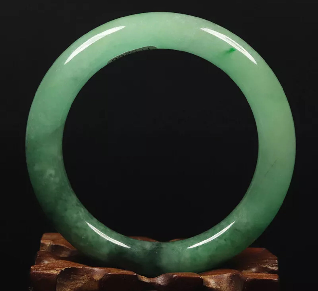 VINTAGE Small Jadeite Green Jade Bangle-Round Princess Chunky Cut Size 56mm M585 - JazzyJewelbyAmina 