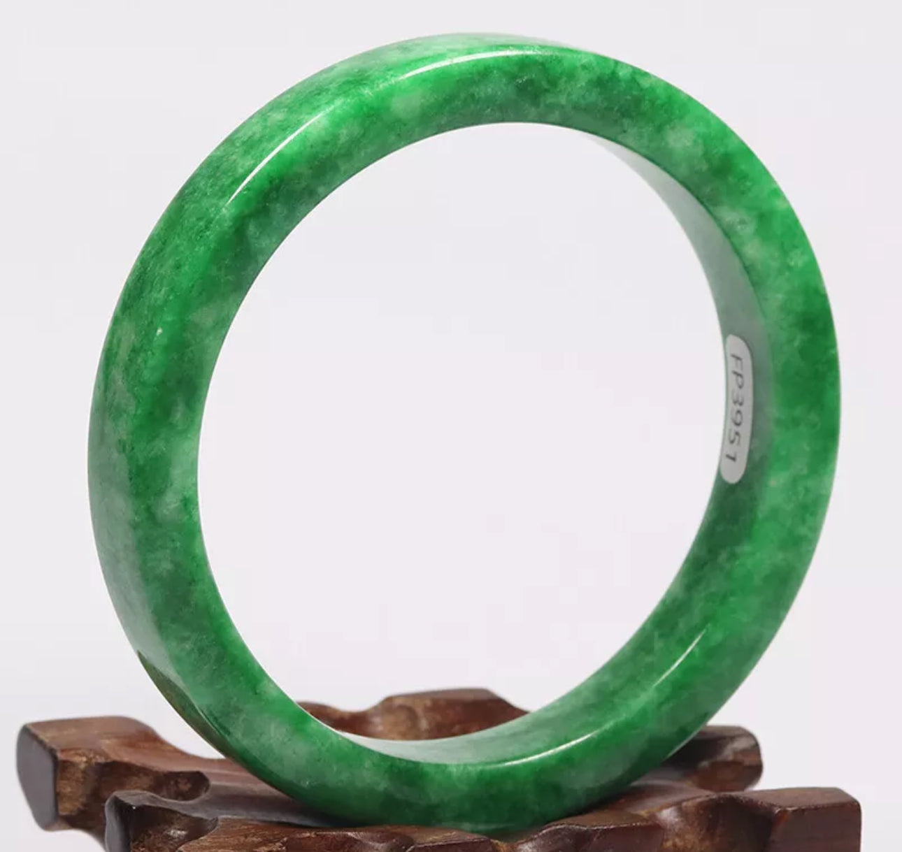 VINTAGE Large Jadeite Green Jade Bangle Size 63mm M955 - JazzyJewelbyAmina 