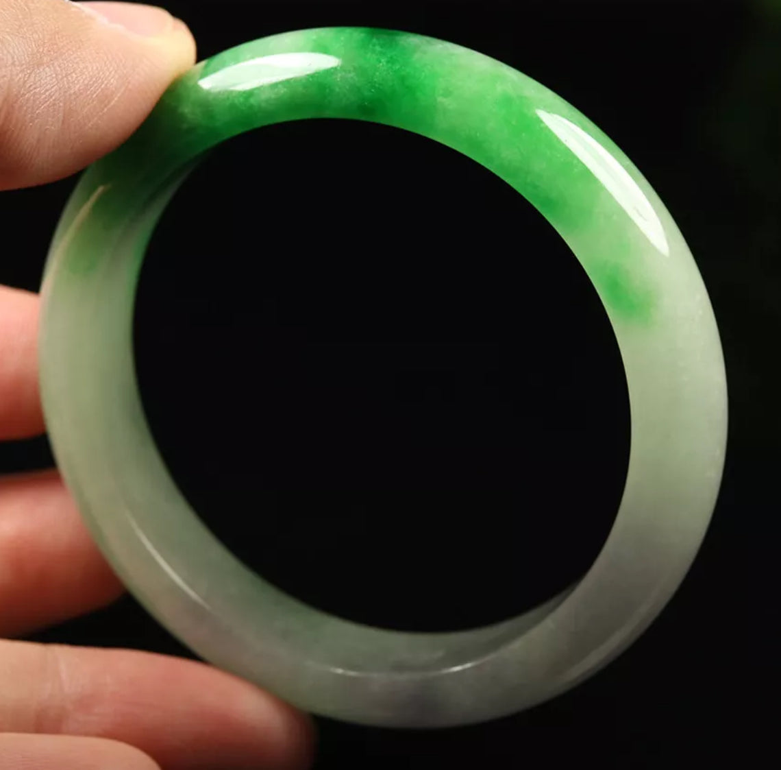 VINTAGE XS Jadeite Green Jade Bangle Size 54mm D553 - JazzyJewelbyAmina 