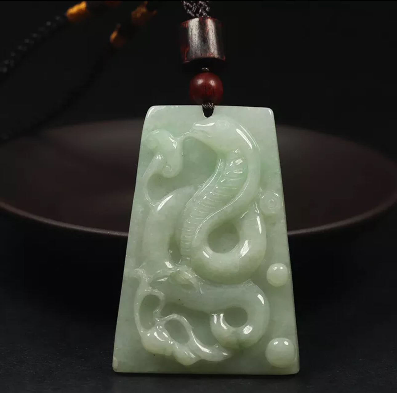 VINTAGE Jadeite Green Jade Snake Pendant Chinese Zodiac 2025 Year of the Wood Snake D913 - JazzyJewelbyAmina 
