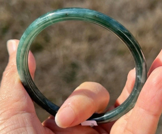 VINTAGE Small Jadeite Green Jade Bangle - Round Princess Cut - from Guatemala Size 55mm M885 - JazzyJewelbyAmina 