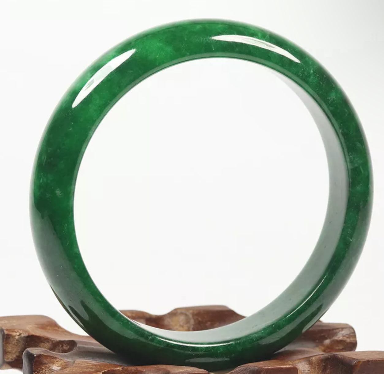 VINTAGE Small Jadeite Dark Green Jade Bangle Size 56mm L799 - JazzyJewelbyAmina 
