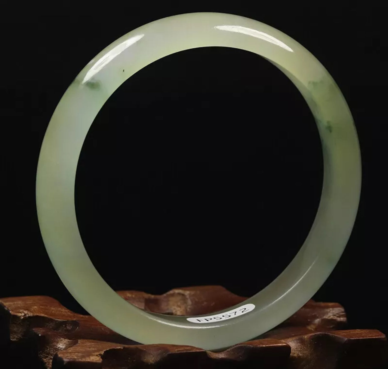 VINTAGE Medium Jadeite Green Jade Bangle from Burma - Size 58mm Icy Flower Green Jade! M197 - JazzyJewelbyAmina 