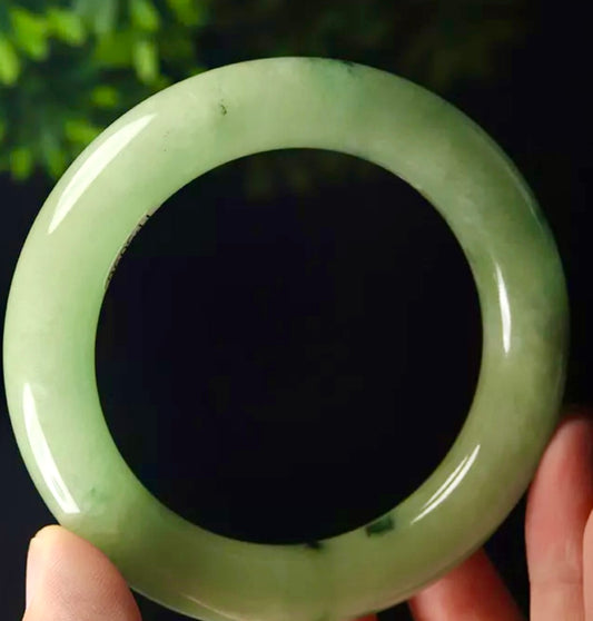 VINTAGE Large Jadeite Green Jade Bane Size 60mm Round Princess Chunky Cut S245 - JazzyJewelbyAmina 