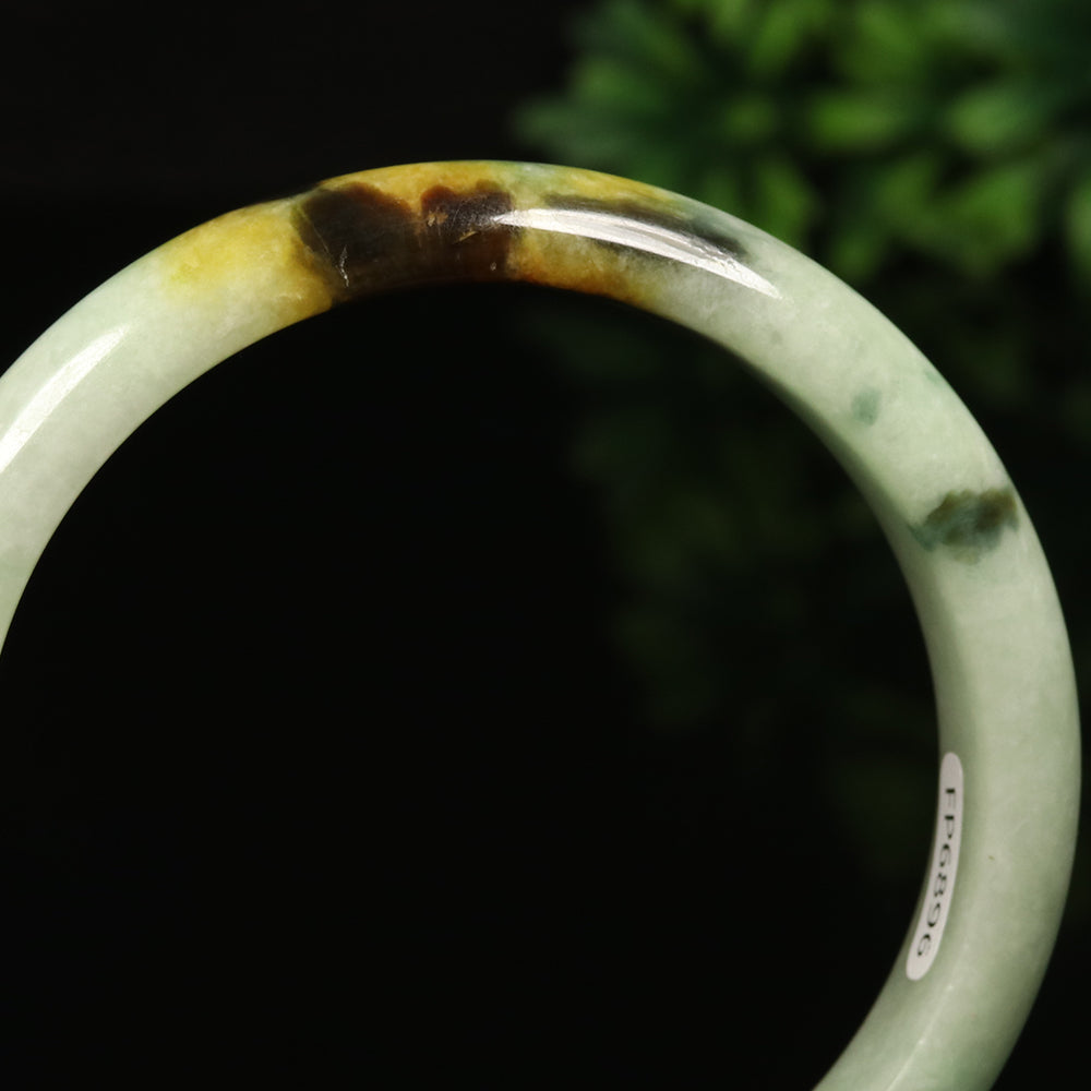 VINTAGE Large Jadeite Green/Brown/Lavender Jade Bangle Size 63mm J845 - JazzyJewelbyAmina 