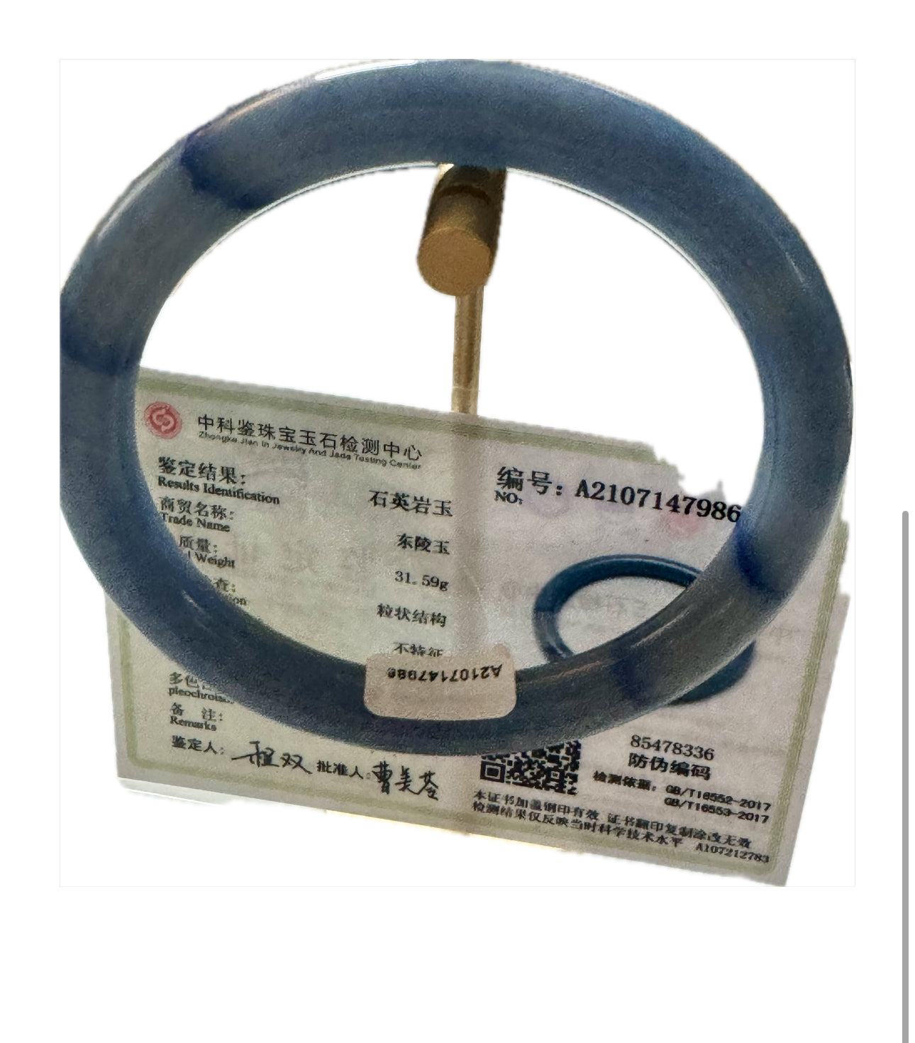 VINTAGE Medium Jadeite Blue Jade Bangle Certified Size 59mm Round Princess Thin Cut M025 - JazzyJewelbyAmina 
