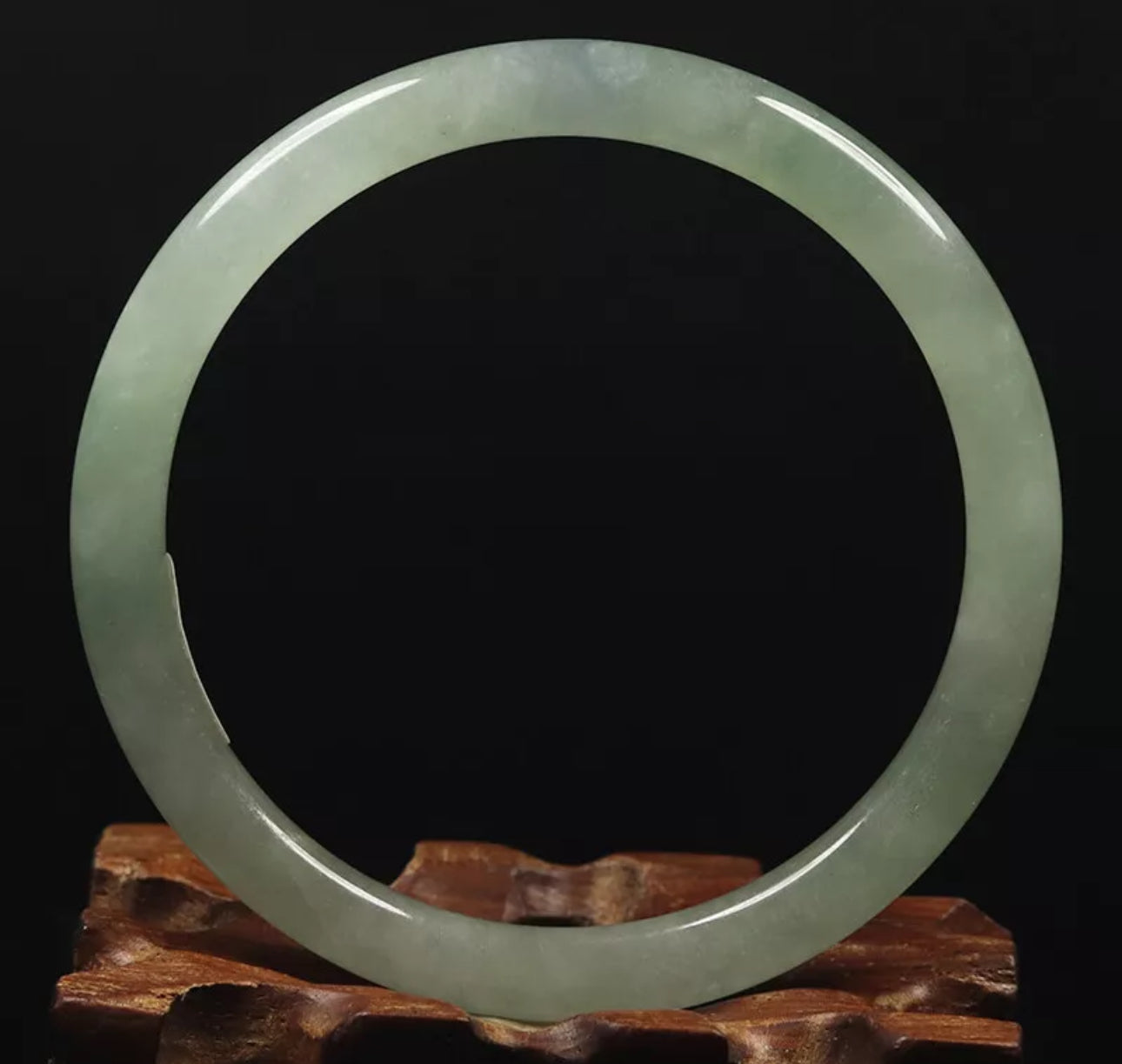 VINTAGE Medium Jadeite Green Jade Bangle Size 59mm Round Princess Thin Cut O485 - JazzyJewelbyAmina 