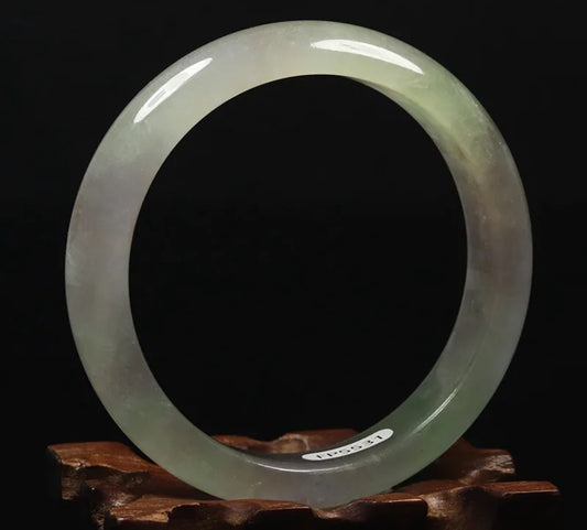 VINTAGE Large Icy Jadeite Green/White Lavender Bangle Size 60mm A115 - JazzyJewelbyAmina 