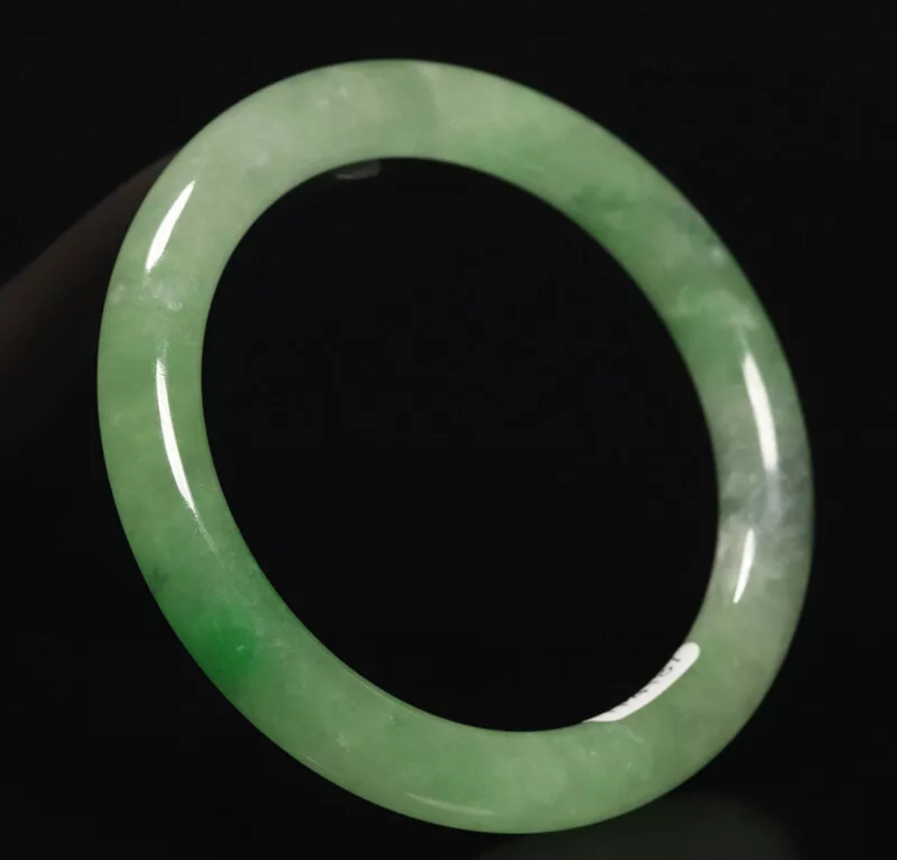 VINTAGE Medium Jadeite Green Jade Bangle Size 57mm Round Princess Cut M427 - JazzyJewelbyAmina 