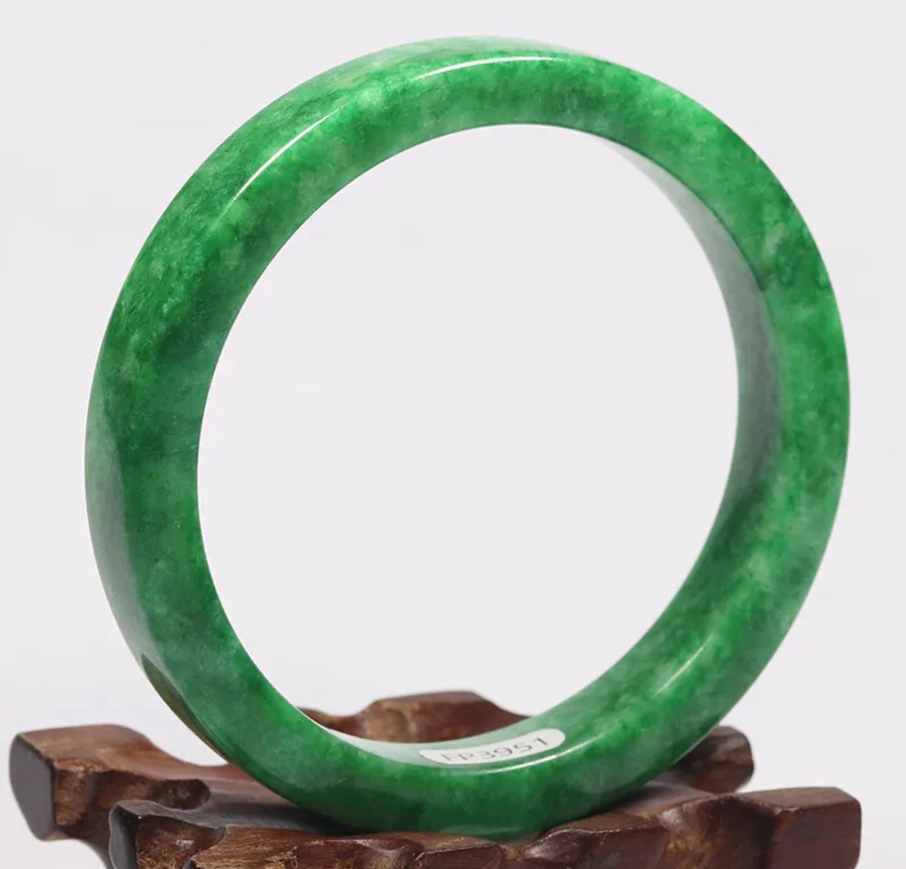 VINTAGE Large Jadeite Green Jade Bangle Size 63mm M955 - JazzyJewelbyAmina 