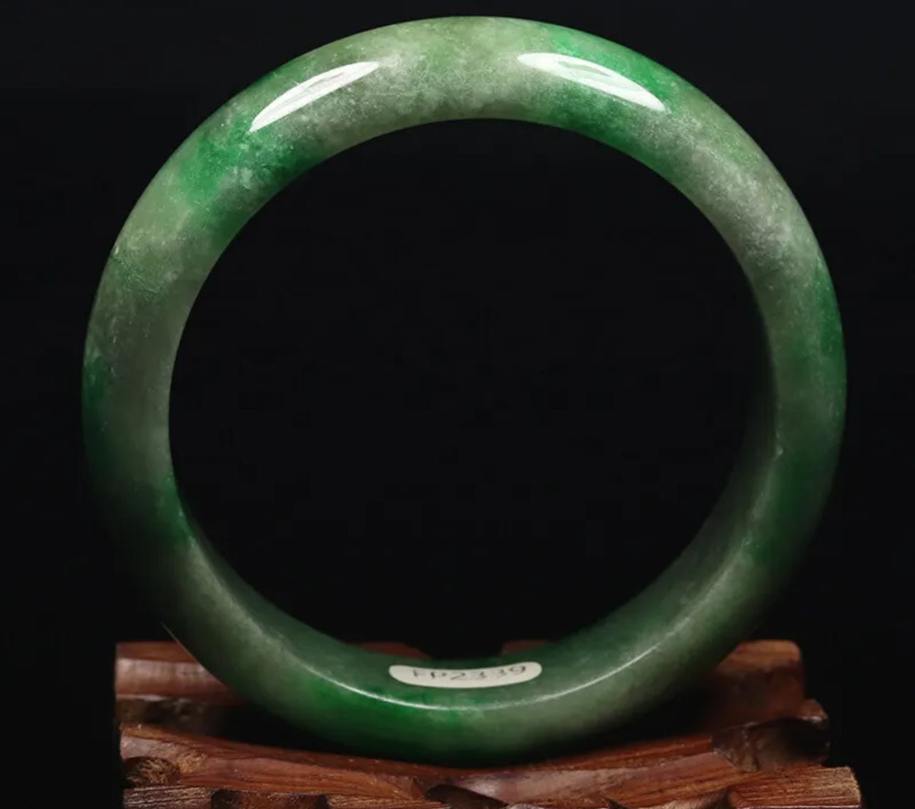 VINTAGE Medium Jadeite Green Jade Bangle from Burma - Size 58.5mm M731 - JazzyJewelbyAmina 