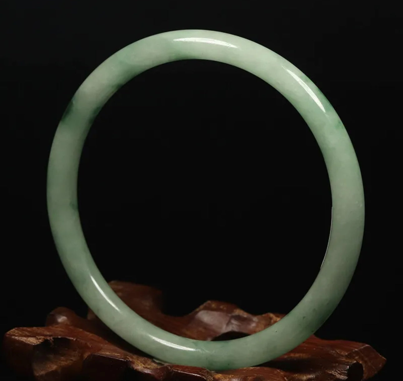 VINTAGE Medium Jadeite Green Jade Bangle from Burma - Round Princess Cut Size 59mm M061 - JazzyJewelbyAmina 