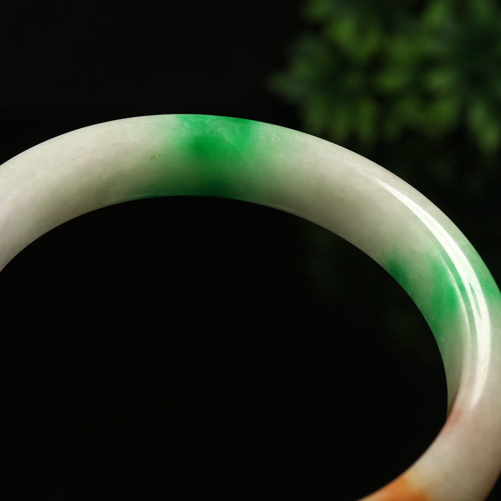 VINTAGE Large Jadeite Green/Brown/Lavender Jade Bangle-Unique Multi-Color Jade F829 - JazzyJewelbyAmina 