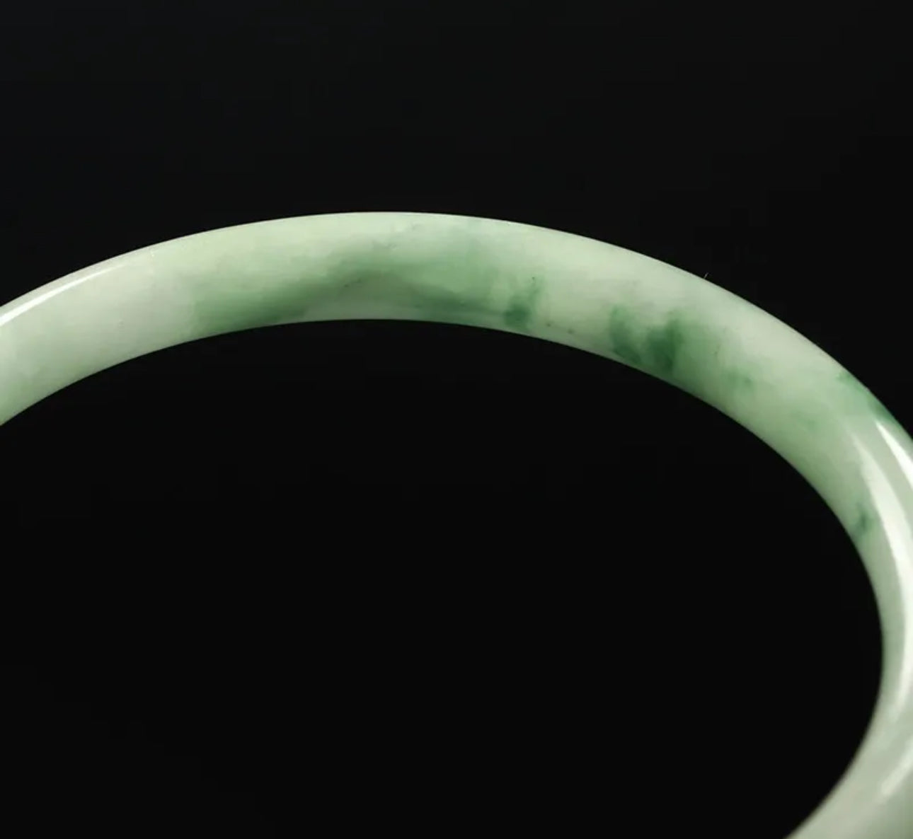 VINTAGE Medium Jadeite Green Jade Bangle from Burma - Round Princess Cut Size 59mm M061 - JazzyJewelbyAmina 