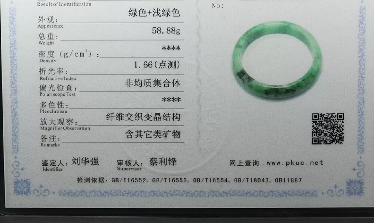VINTAGE Large Jadeite Green Jade Bangle Certified Size 61.5mm L028 - JazzyJewelbyAmina 