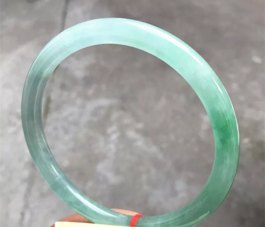 VINTAGE XXL Jadeite Green Jade Bangle Round Princess Cut Size 78MM Unique Thin Jade G813 - JazzyJewelbyAmina 