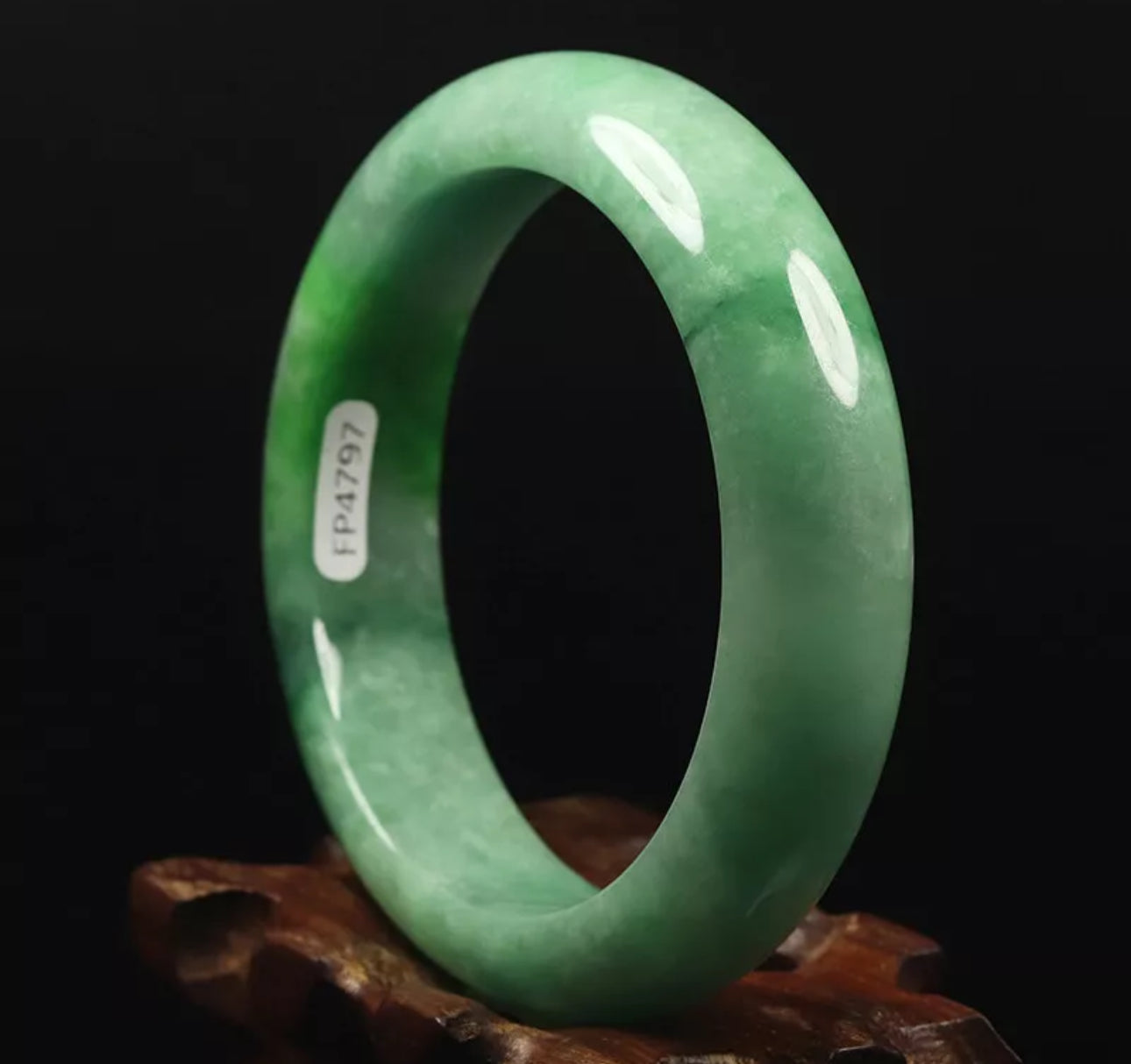 VINTAGE Medium Jadeite Green Jade Bangle Size 59mm U647 Pop Imperial Green! - JazzyJewelbyAmina 