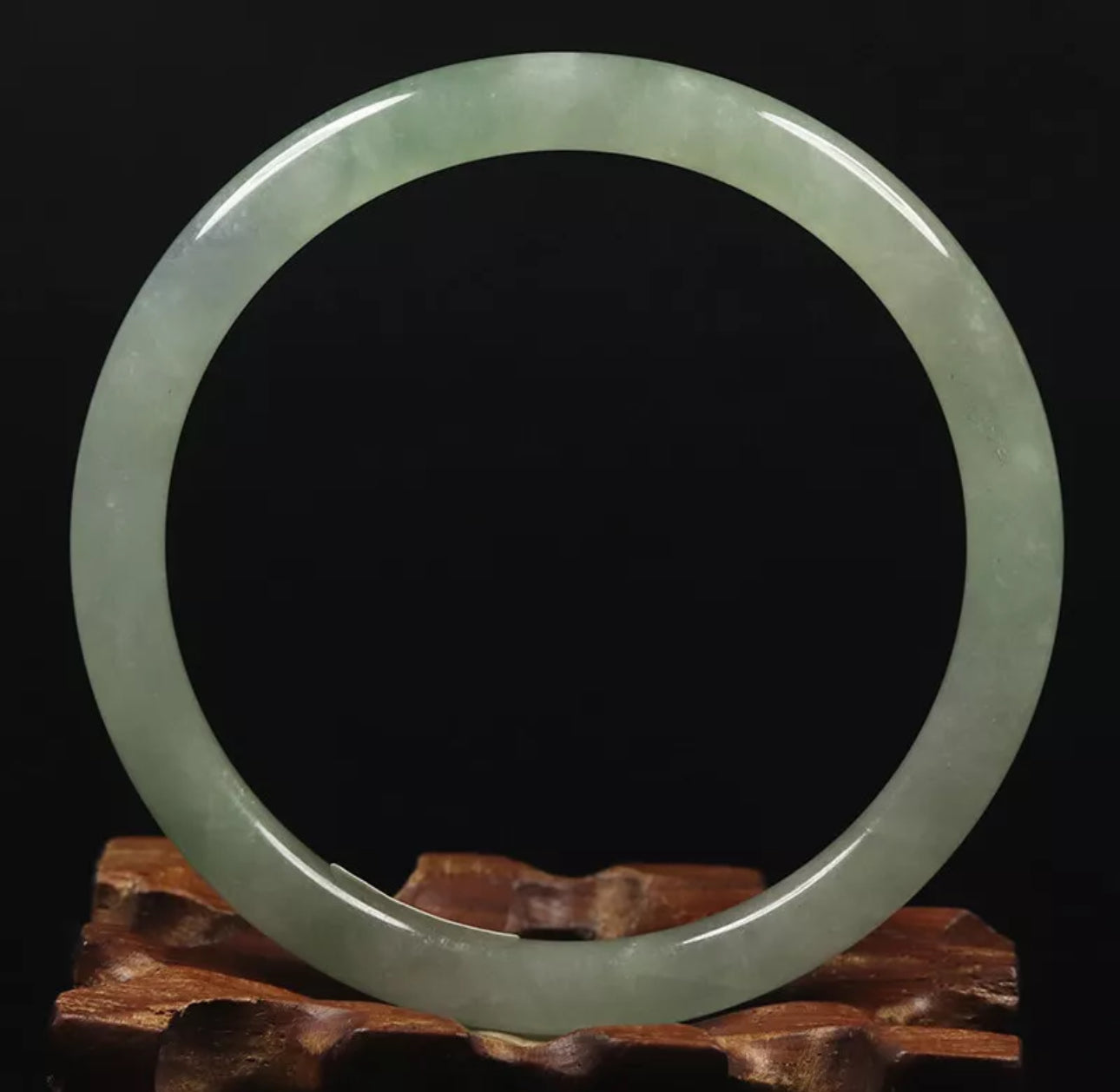 VINTAGE Medium Jadeite Green Jade Bangle Size 59mm Round Princess Thin Cut O485 - JazzyJewelbyAmina 