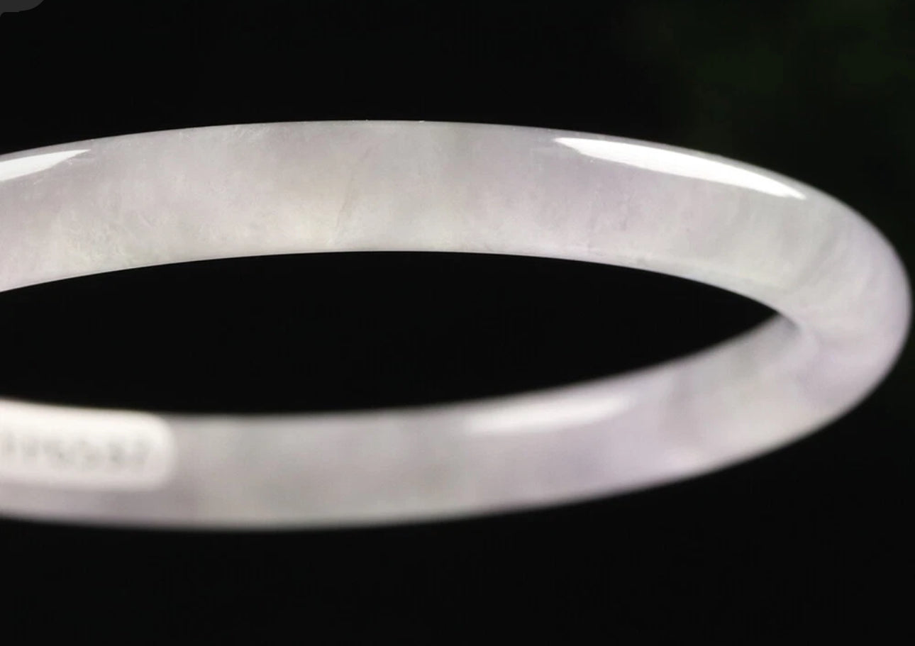 VINTAGE Medium Jadeite Lavender Jade Bangle Size 58MM Round Princess Thin Cut S127 - JazzyJewelbyAmina 