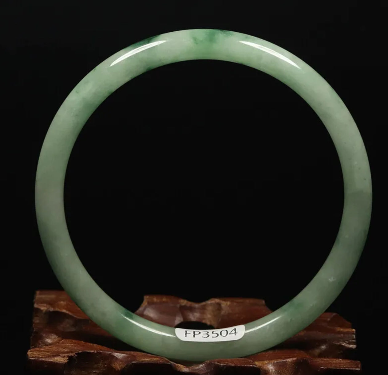 VINTAGE Medium Jadeite Green Jade Bangle from Burma - Round Princess Cut Size 59mm M061 - JazzyJewelbyAmina 