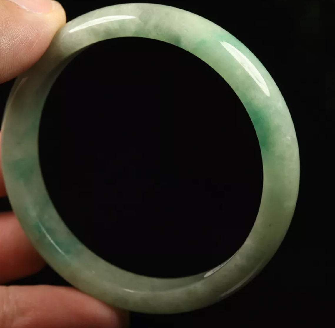 VINTAGE Small Jadeite Green Jade Bangle Size 56mm S231 - JazzyJewelbyAmina 