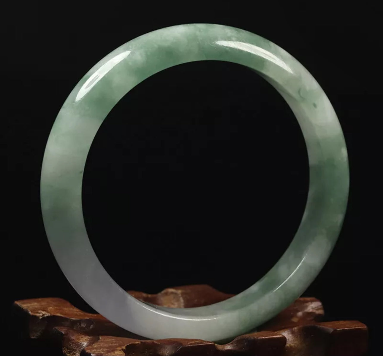 VINTAGE Medium Jadeite Green Jade Bangle Size 59mm M59 Hint of Lavender Jade! - JazzyJewelbyAmina 