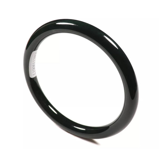 VINTAGE Large Hetian Nephrite Black Jade Size 61mm Certified N85 - JazzyJewelbyAmina 