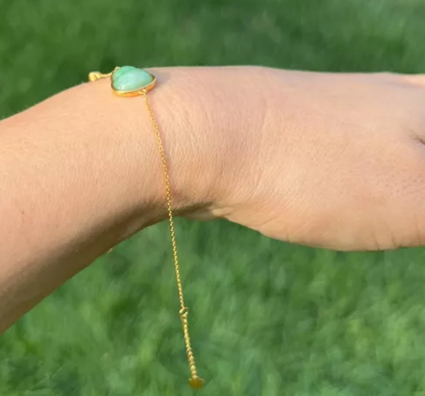 Jade Gourd Bracelet - 18K Solid Gold GIA Certified Grade A Jade - Gourd Jade Brings Prosperity & Fortune - JazzyJewelbyAmina 